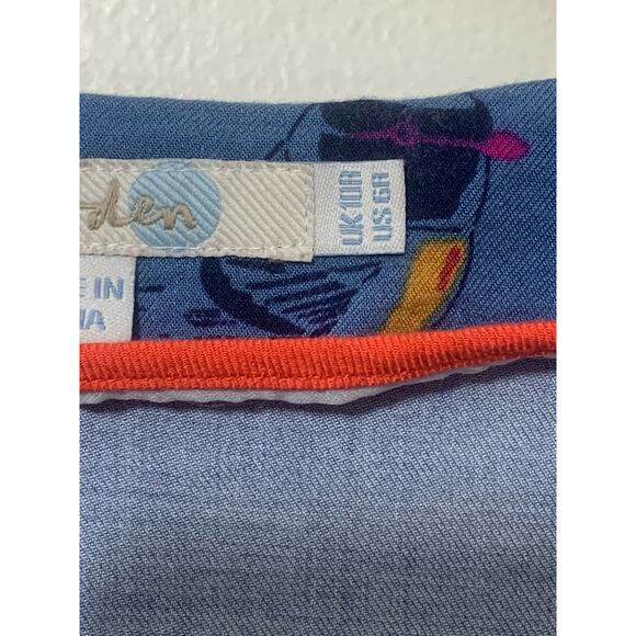 Boden sz 6 Bird Print Dress Novelty Print Whimsical feminine dress EUC - Picture 4 of 8